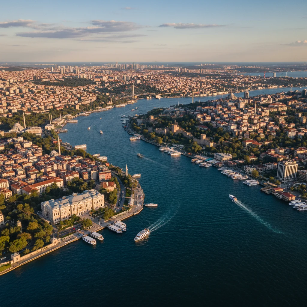 istanbul bosphorus districts aerial view