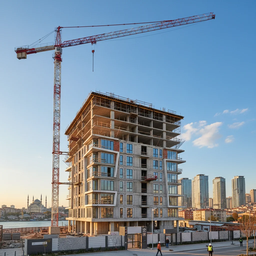 turkey under construction apartment building crane modern architecture