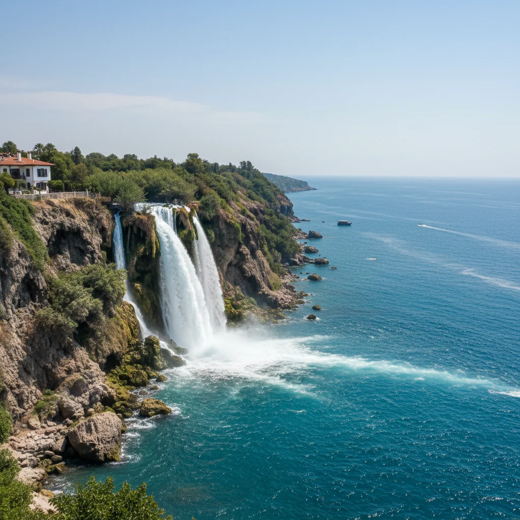 antalya duden waterfall mediterranean view