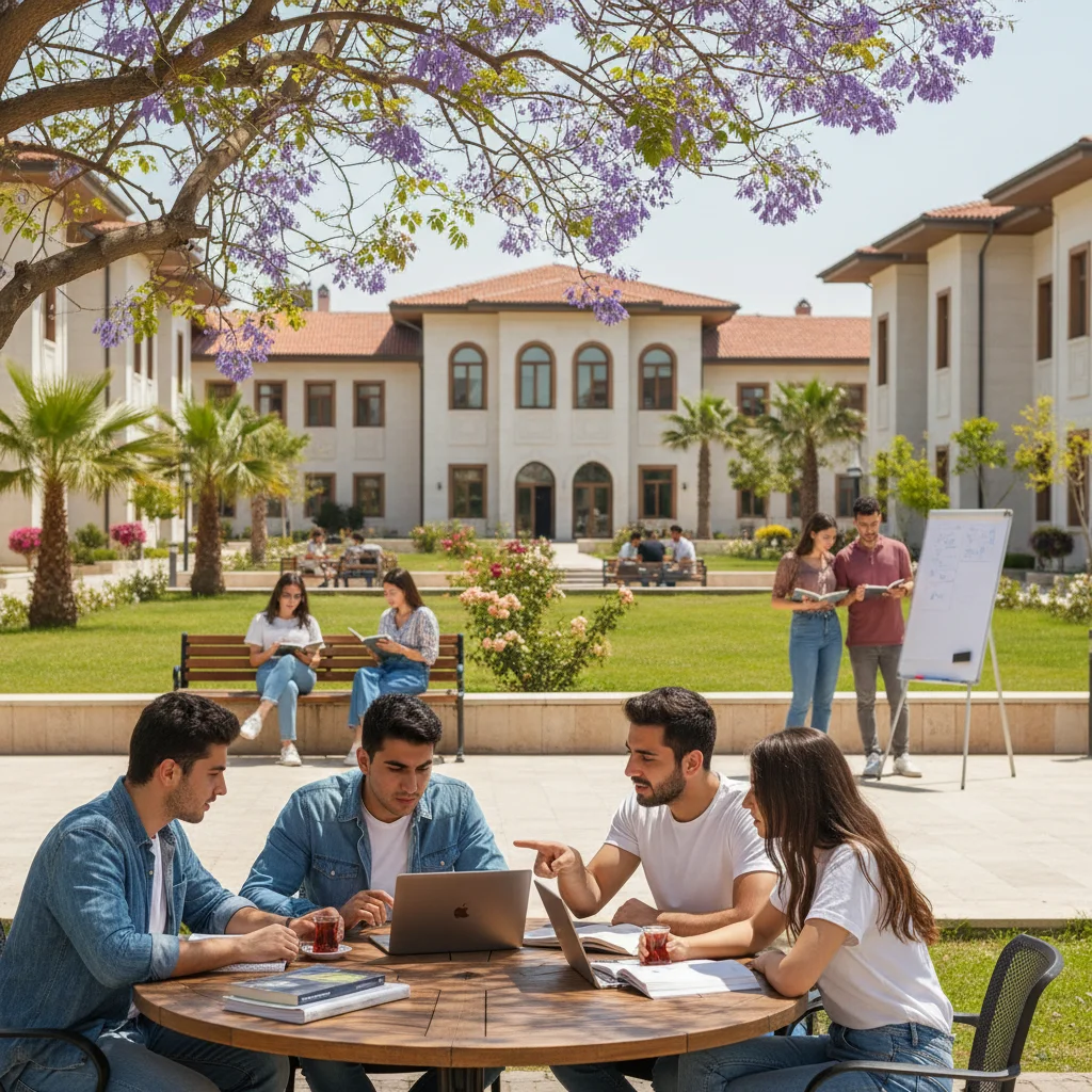 turkish university campus students studying