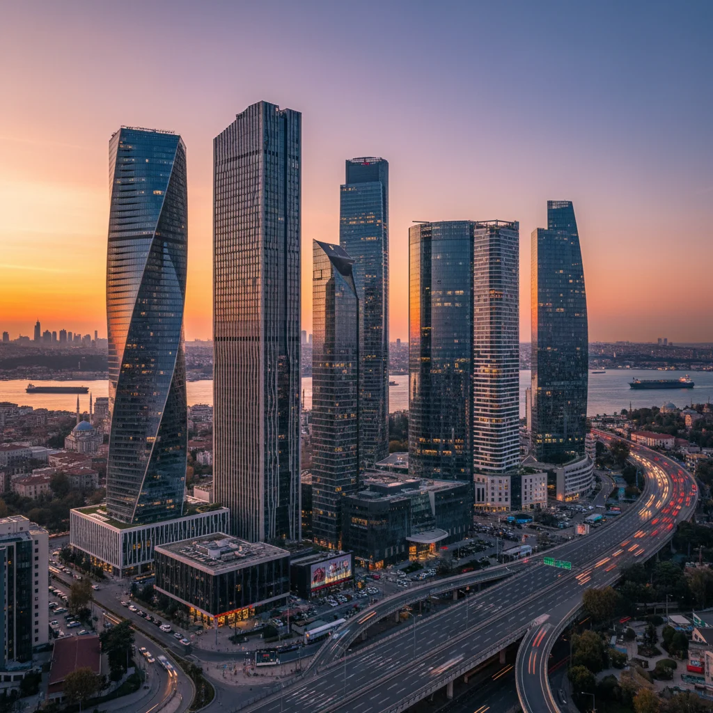 istanbul commercial district skyline modern buildings