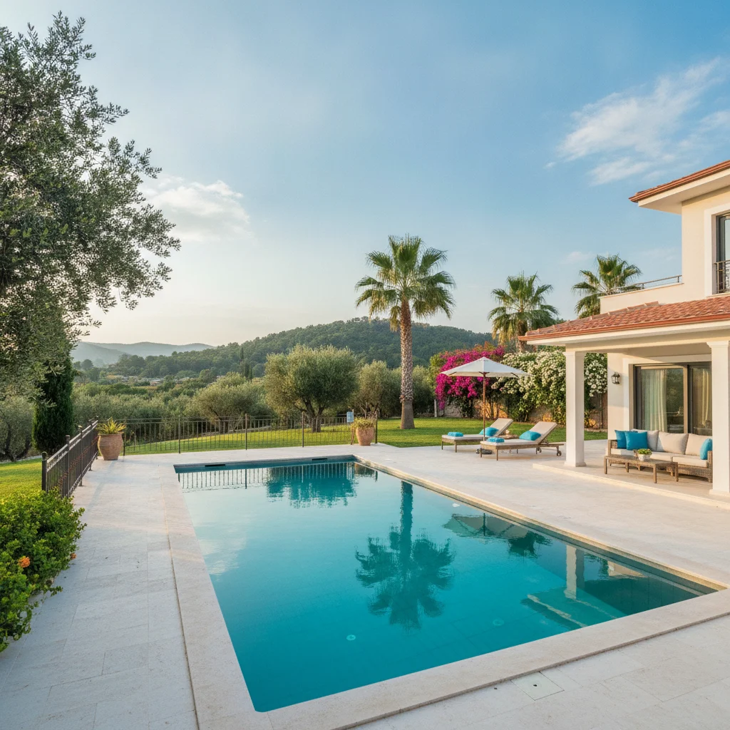turkish detached villa garden pool