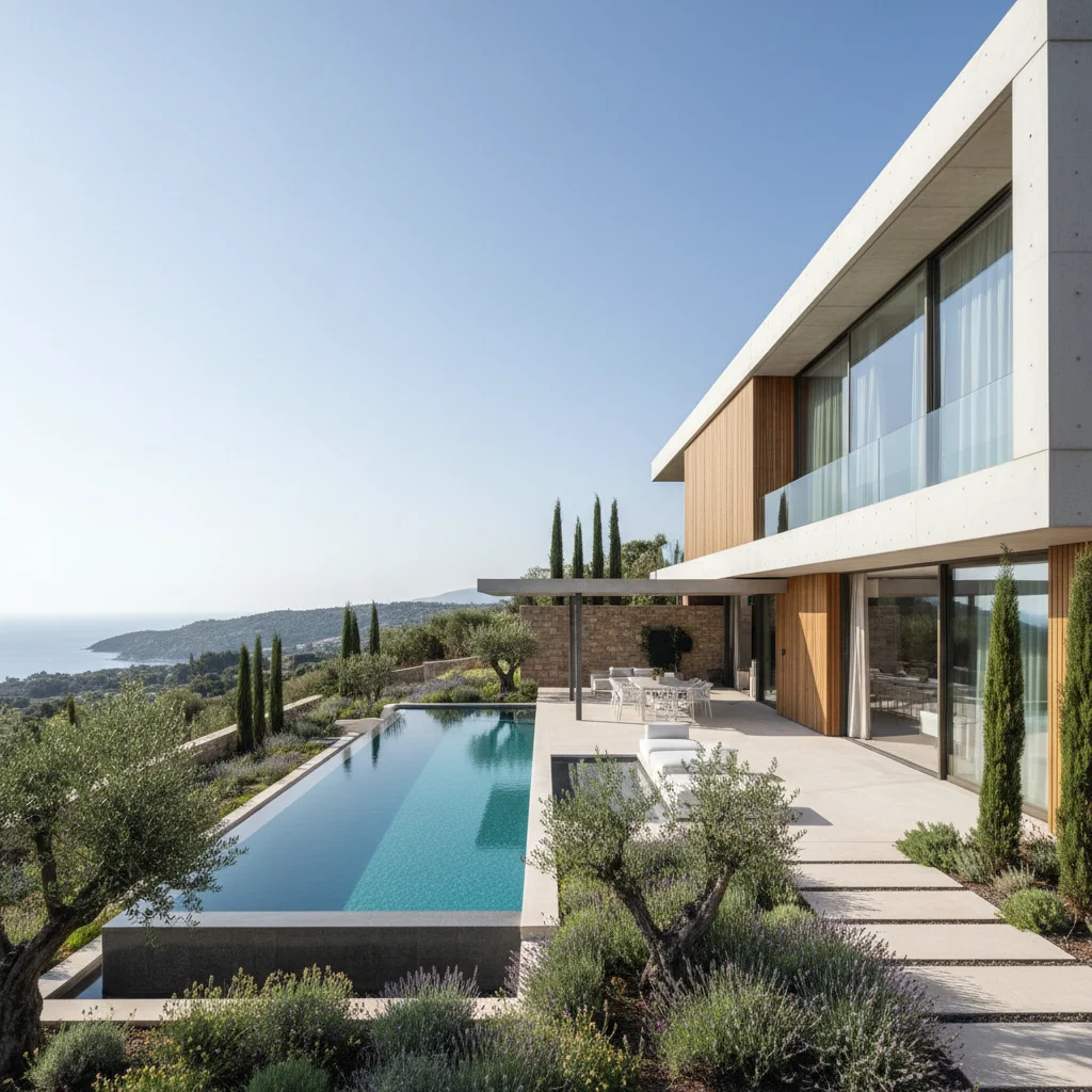 turkish villa modern architecture garden pool